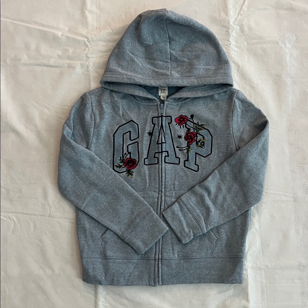 GAP Blue/Gray Hoodie with Floral Design